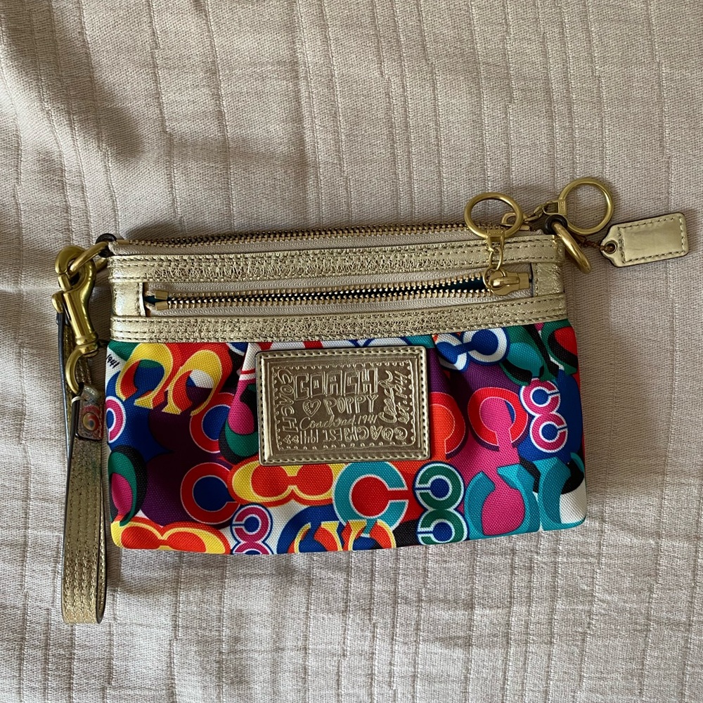 Coach Poppy Glam Wristlet bag